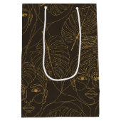 Rustic Botanical Face Line Pattern (1) Mittlere Geschenktüte (Rückseite)