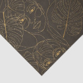 Rustic Botanical Face Line Pattern (1) Seidenpapier (Detail)