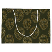 Rustic Botanical Face Line Pattern (2) Große Geschenktüte (Rückseite)