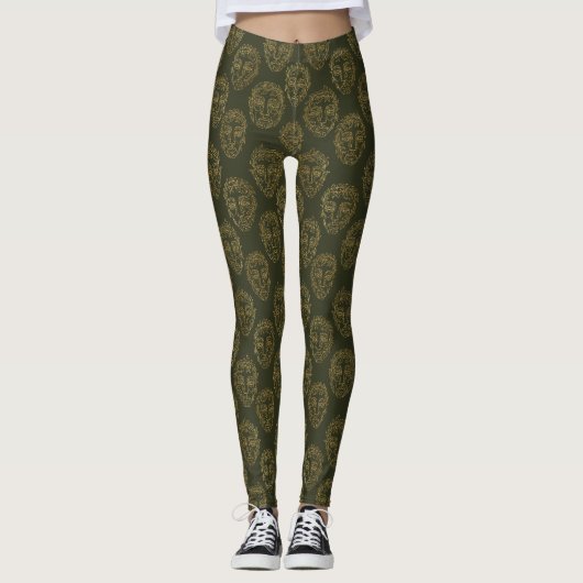 Rustic Botanical Face Line Pattern (2) Leggings (Vorderseite)