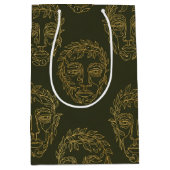Rustic Botanical Face Line Pattern (2) Mittlere Geschenktüte (Vorderseite)