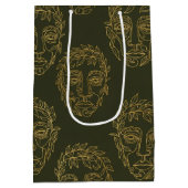 Rustic Botanical Face Line Pattern (2) Mittlere Geschenktüte (Rückseite)