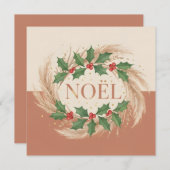 Rustic Botanical Noel Christmas Feiertagskarte (Vorne/Hinten)