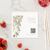 Rustic Botanical QR Code Share your Photos Wedding Serviette (Beispiel)