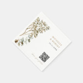 Rustic Botanical QR Code Share your Photos Wedding Serviette (Ecke)