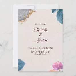 Rustic Botanical Save the Date Card