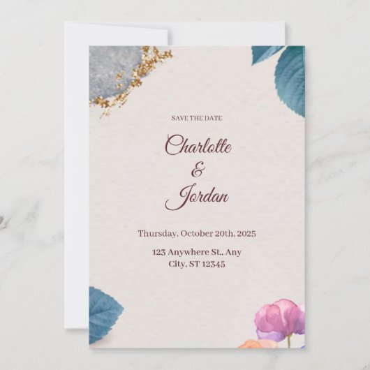 Rustic Botanical Save the Date Card (Vorderseite)
