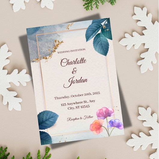 Rustic Botanical Wedding Invitation Einladung