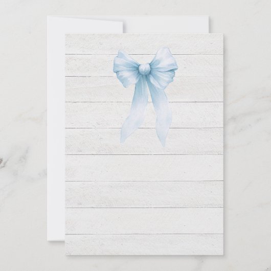 Rustic Bow Something Blue Bridal Shower Einladung (Rückseite)