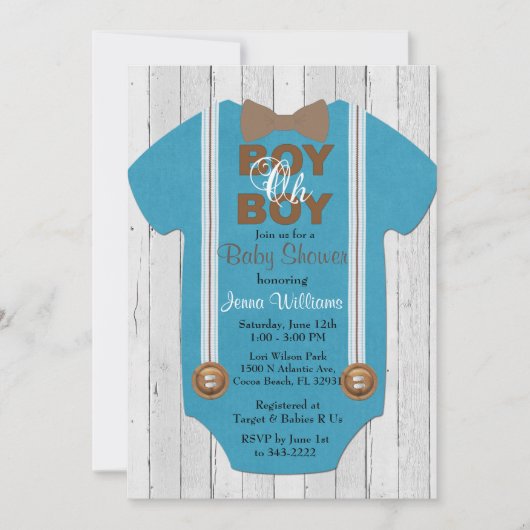 Rustic Boy Baby Shower Einladung (Vorderseite)