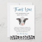 Rustic Boy Cow Baby Dusche Dankeskarte (Vorderseite)