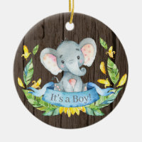 Rustic Boy Elephant Baby Dusche Blau