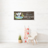 Rustic Boy Elephant Baby Dusche Blau und Grau Banner (Insitu)
