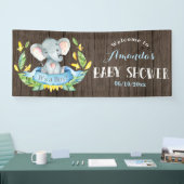 Rustic Boy Elephant Baby Dusche Blau und Grau Banner (Messe)