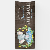 Rustic Boy Elephant Baby Dusche Blau und Grau Banner (Vertikal)