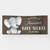 Rustic Boy Elephant Baby Dusche Blau und Grau Banner (Horizontal)