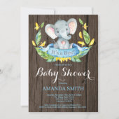 Rustic Boy Elephant Baby Shower Einladung (Vorderseite)