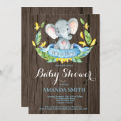 Rustic Boy Elephant Baby Shower Einladung (Vorne/Hinten)