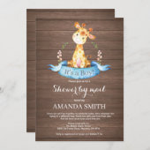 Rustic Boy Giraffe Baby Shower by Mail Einladung (Vorne/Hinten)