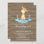 Rustic Boy Giraffe Baby Shower by Mail Einladung (Vorne/Hinten)