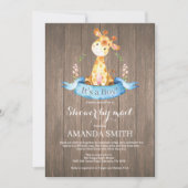 Rustic Boy Giraffe Baby Shower by Mail Einladung (Vorderseite)