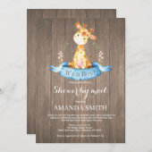 Rustic Boy Giraffe Baby Shower by Mail Einladung (Vorne/Hinten)