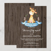 Rustic Boy Giraffe Babydusche per Mail Einladung (Vorne/Hinten)