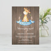 Rustic Boy Giraffe Babydusche per Mail Einladung (Stehend Vorderseite)