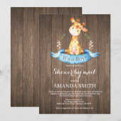 Rustic Boy Giraffe Babydusche per Mail Einladung (Vorne/Hinten)