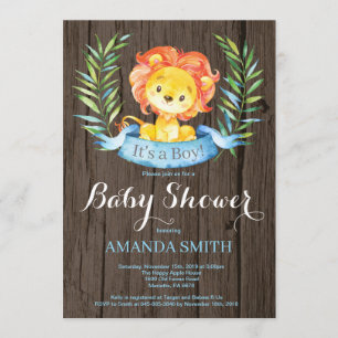 Rustic Boy Lion Baby Shower Einladung