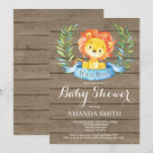 Rustic Boy Lion Baby Shower Einladung (Vorne/Hinten)