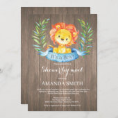 Rustic Boy Lion Baby Showroom von Mail Einladung (Vorne/Hinten)