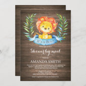 Rustic Boy Lion Baby Showroom von Mail Einladung (Vorne/Hinten)