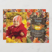 Rustic Boy Pumpkin Fall Geburtstagseinladung Einladung (Vorne/Hinten)