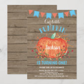 Rustic Boy Pumpkin Geburtstag Einladung Blue (Vorne/Hinten)