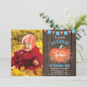 Rustic Boy Pumpkin Geburtstag Einladung Blue (Stehend Vorderseite)