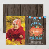 Rustic Boy Pumpkin Geburtstag Einladung Blue (Vorne/Hinten)