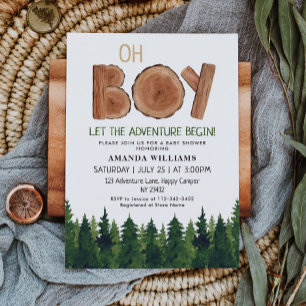Rustic Boy Woodland Baby Shower Einladung
