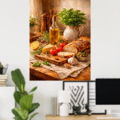 Rustic Bread and Olive Oil a Mediterranean Kitchen Poster (Heimbüro)