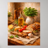 Rustic Bread and Olive Oil a Mediterranean Kitchen Poster (Vorne)