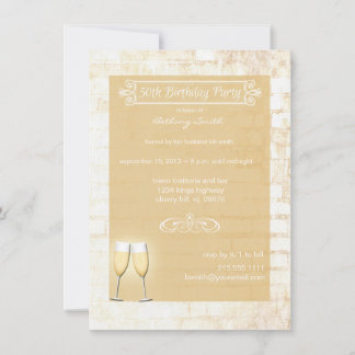 Rustic Brick 50. Geburtstagsparty Einladung