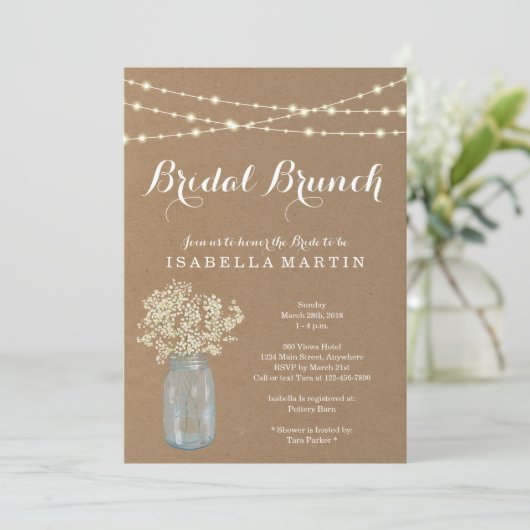 Rustic Bridal Brunch Einladung (Stehend Vorderseite)