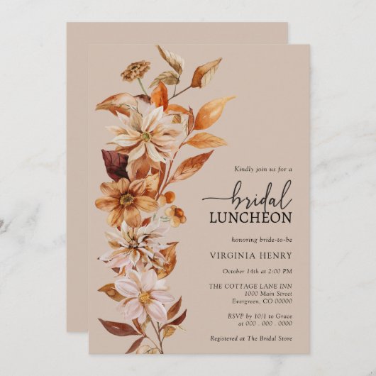 Rustic Bridal Luncheon Einladung (Vorne/Hinten)