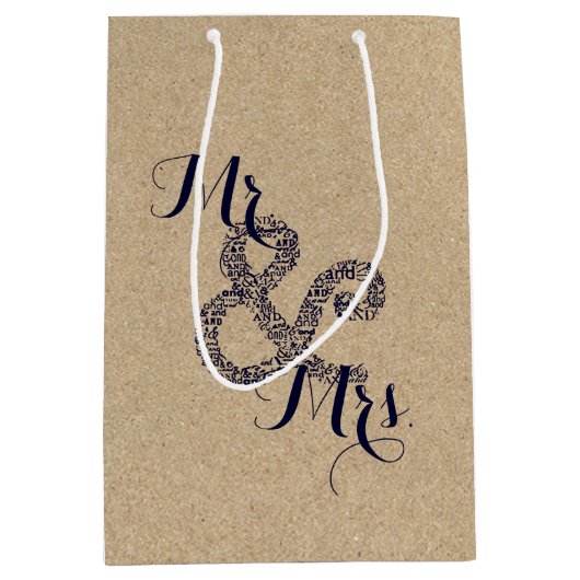 Rustic Bride Herbst Hochzeit Mr & Mrs. Gastgeschen Mittlere Geschenktüte (Vorderseite)