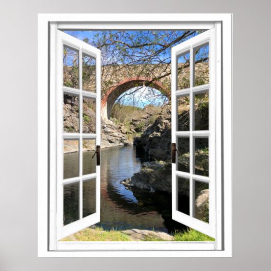 Rustic Bridge Window View Poster (Vorne)