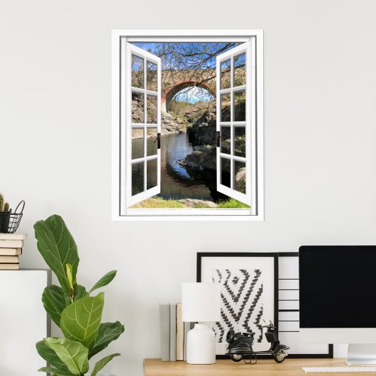 Rustic Bridge Window View Poster (Heimbüro)