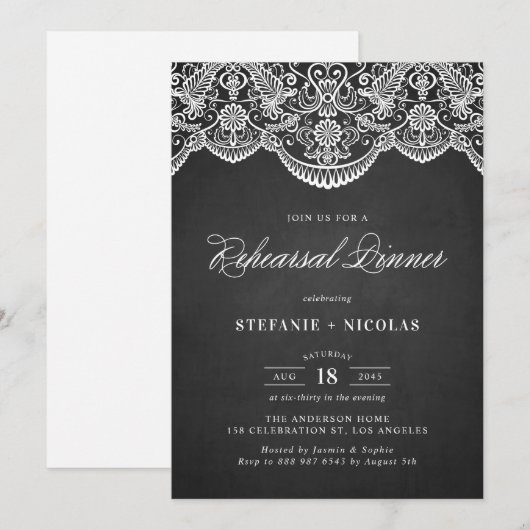 Rustic Brocade Lace Probe Dinner Einladung (Vorne/Hinten)