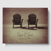 Rustic Brown Adirondack Beach Stühle Hochzeit Gästebuch (Vorderseite)