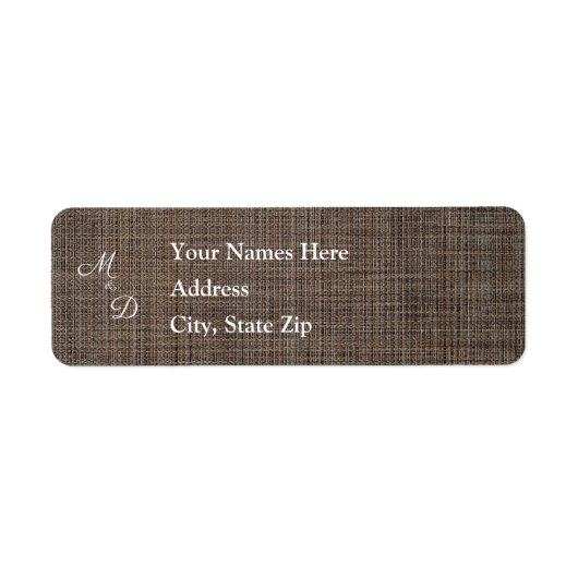 Rustic Brown Background Wedding Address Label (Vorne)