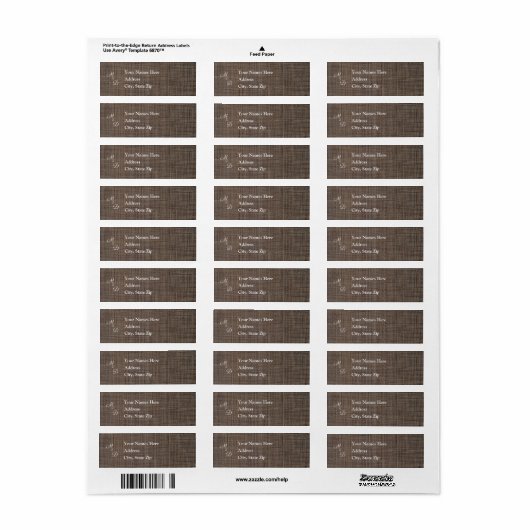 Rustic Brown Background Wedding Address Label (Vorne)